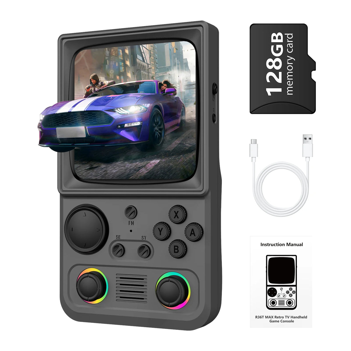 AiSLPC R40 Handheld Game Console EmuEMEC System Supports WiFi 4.0-Inch IPS Screen Portable Video Player Plug and play kids gift
