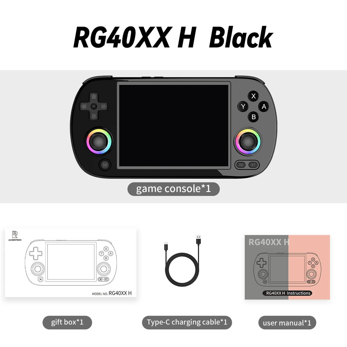 Anbernic RG40XX H Retro Handheld Game Console 4.0'' IPS Screen Linux 64-bit RGB Joystick RG40XXH Portable Gaming Player Streaming HDMI connection to TV