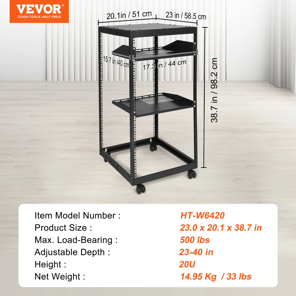 Adjustable Depth Open Frame Server Rack For Data Center Use
