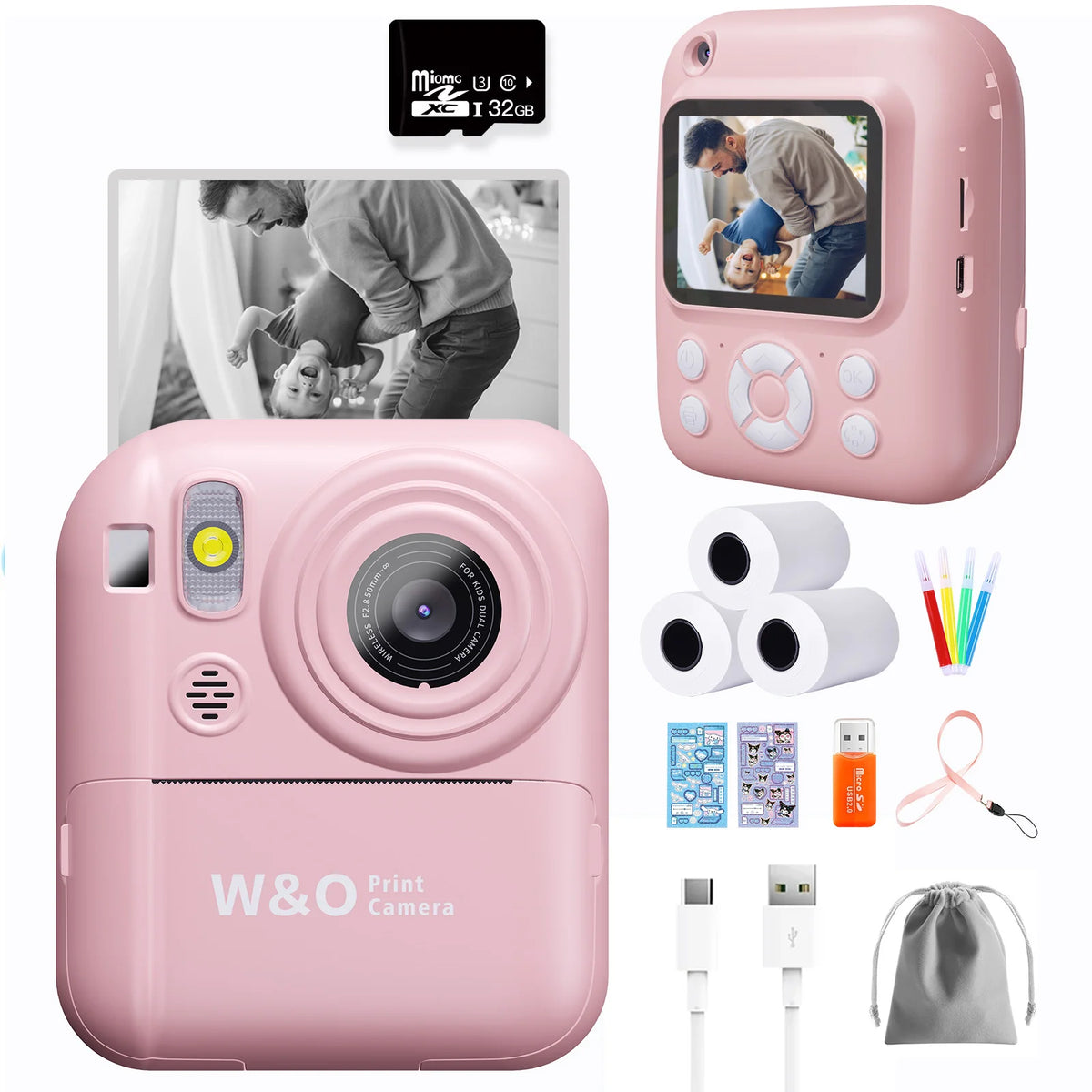 Instant Print Camera Digital Camera With 3 Rolls Print Paper, 1080P HD Ditigal Camera 2.4 Inch Screen, Selfie Video Camera, USB Cable/Color Pen/Bag/ Included, electronics,Small For Boys Girls Teens Students Seniors,Christ