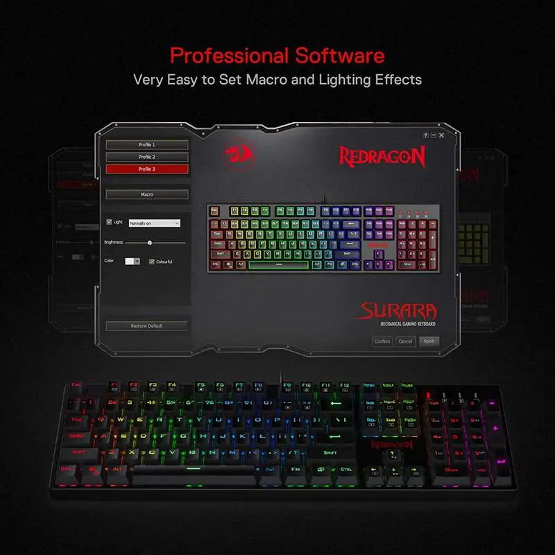 Redragon K582 Surara Rgb Linear Mechanical Gaming Keyboard 104 Keys