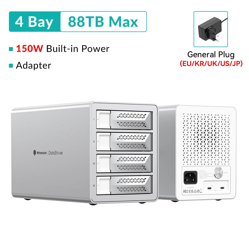Yottamaster 10Gbps 2.5/3.5"SATA HDD SSD Enclosure Type C HD External Case USB3.1 Daisy Chain Hard Drive Storage Box for Game PC