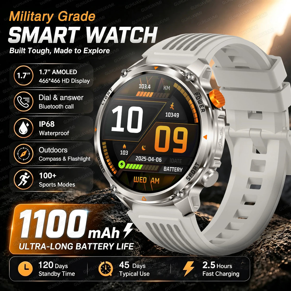 GPS Smart Watch IP68 Waterproof Bluetooth Calling Sports Tracker
