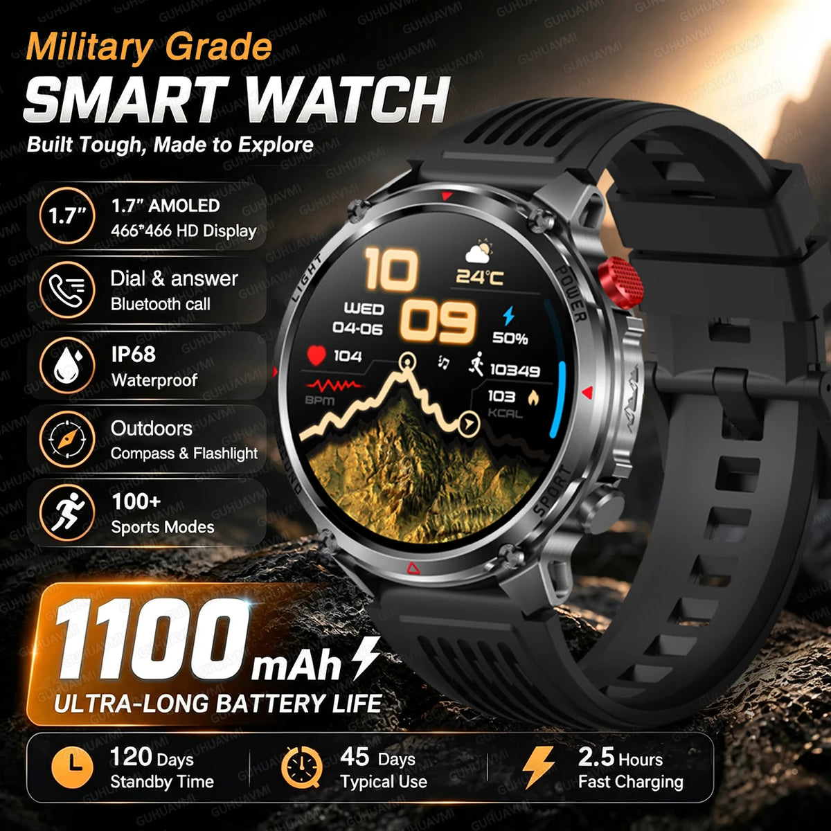 GPS Smart Watch IP68 Waterproof Bluetooth Calling Sports Tracker