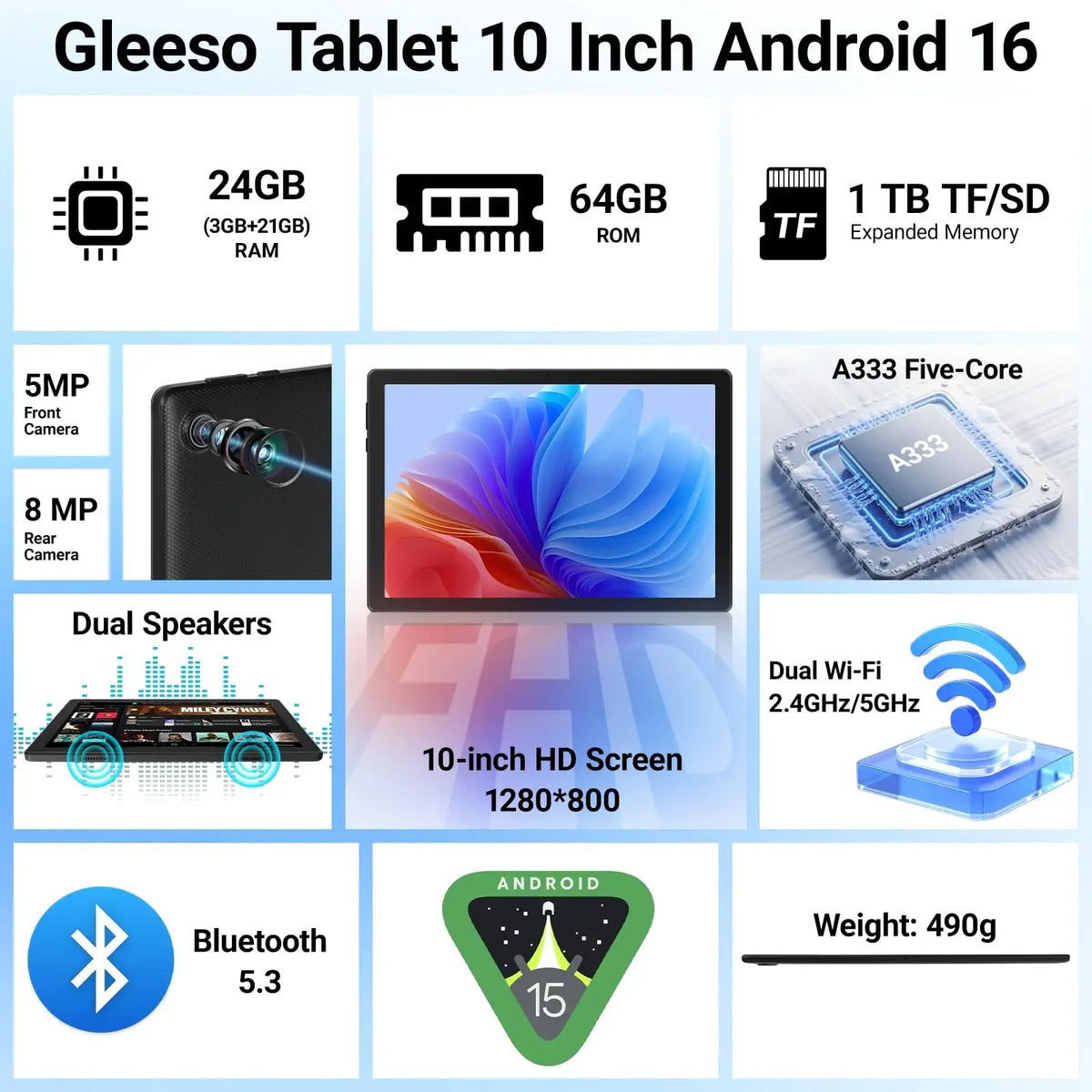 2026 New Model Tablet - 10-inch Android 16, 20GB + 64GB/1TB expandable storage, Face ID | OTG, IPS | 1280*800 | WiFi 6 | BT 5.3 | Tab PC, dual cameras 5MP + 8MP, 6000mAh, supports Widevine L1 (black)