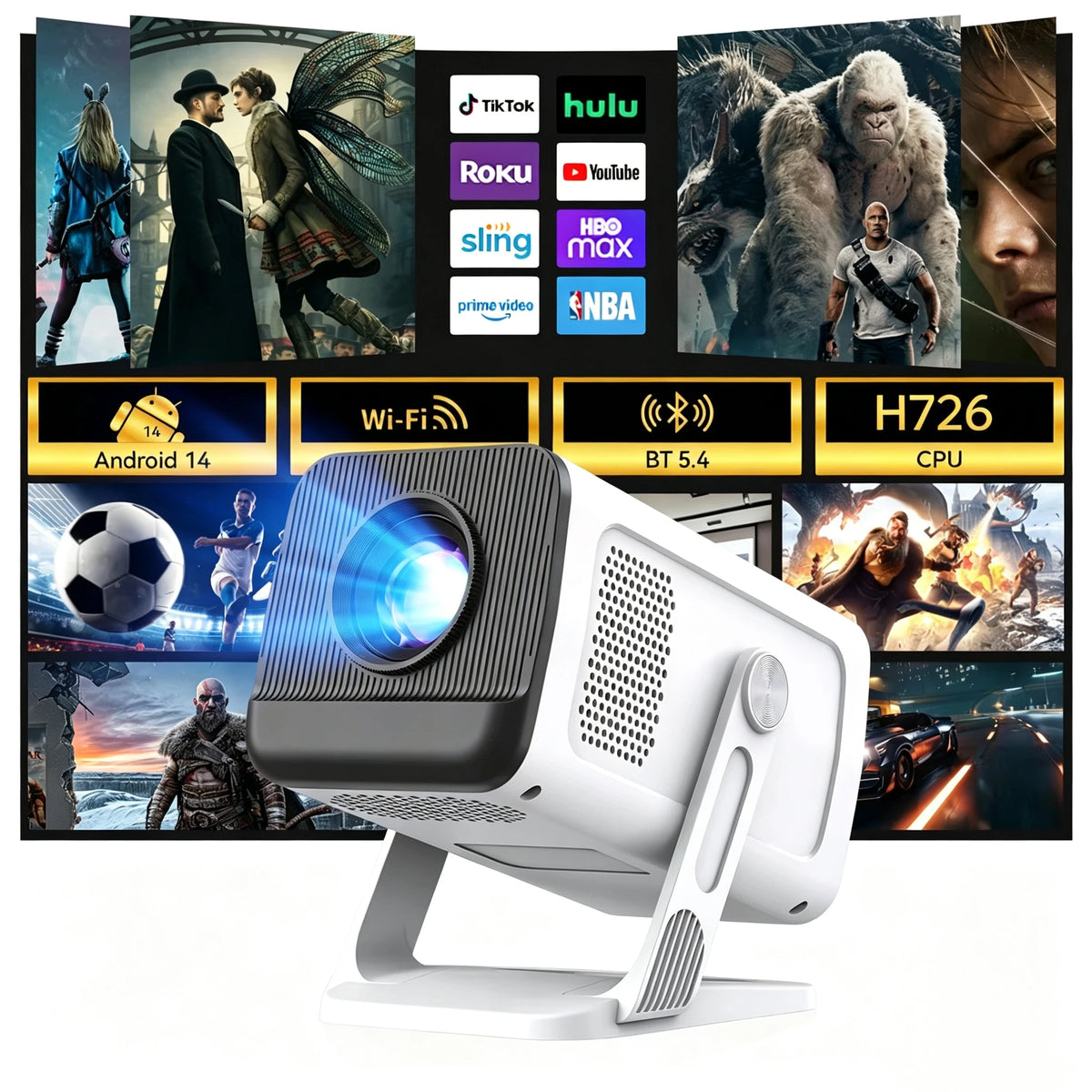Smart Projector Featuring Android 14 And Native 1080P Resolution
