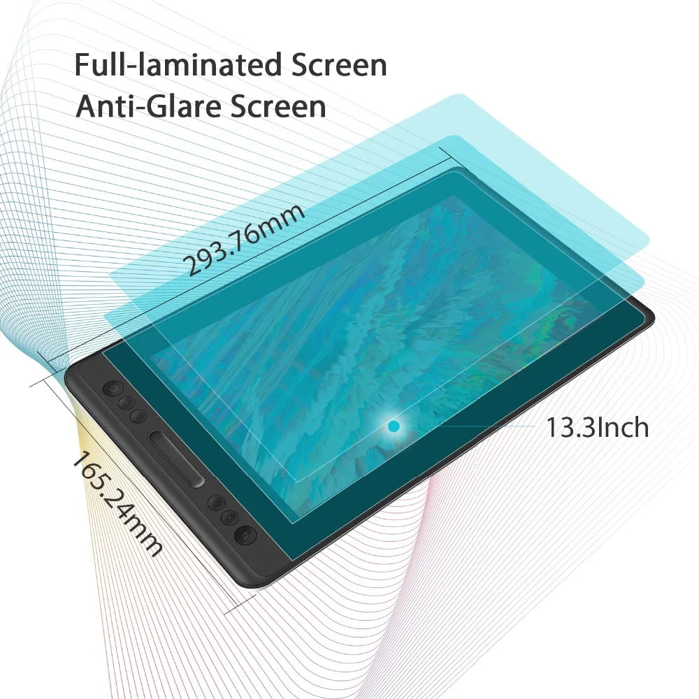 HUION Kamvas Pro 13 GT-133 Pen Display Digital Graphic Tablet Monitor Battery-Free 8192 levels Pen Drawing Monitor Tilt Function