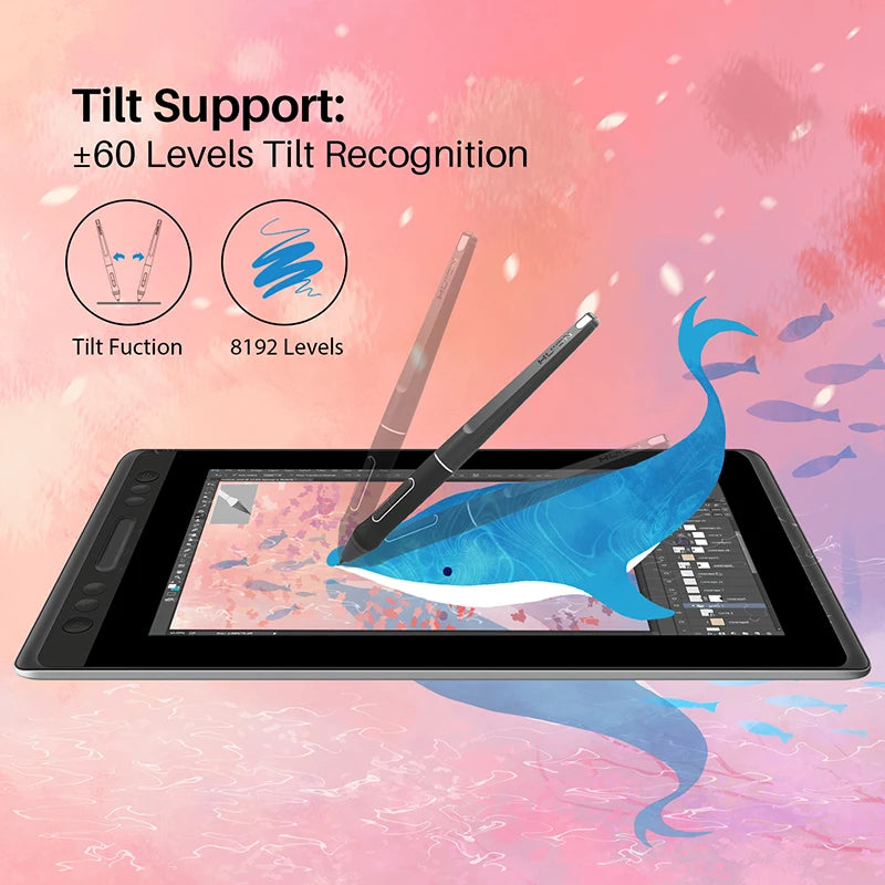 HUION Kamvas Pro 13 GT-133 Pen Display Digital Graphic Tablet Monitor Battery-Free 8192 levels Pen Drawing Monitor Tilt Function