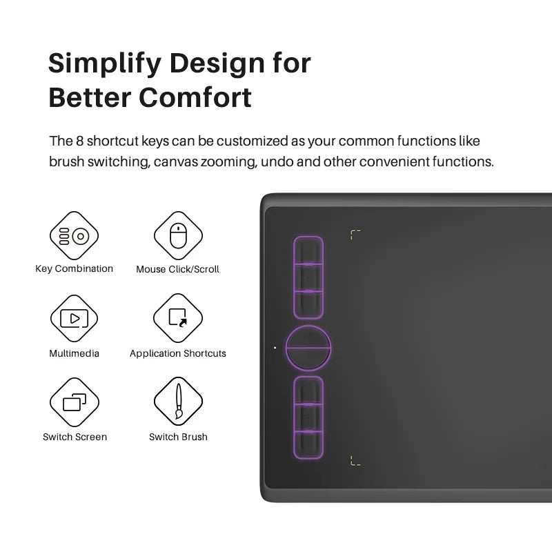 10x6 Inch HUION H610X Graphics Tablet Animation Design Drawing Tablets with 8 Keys Tilt Support Batter-free 8192 Pressure Stylus