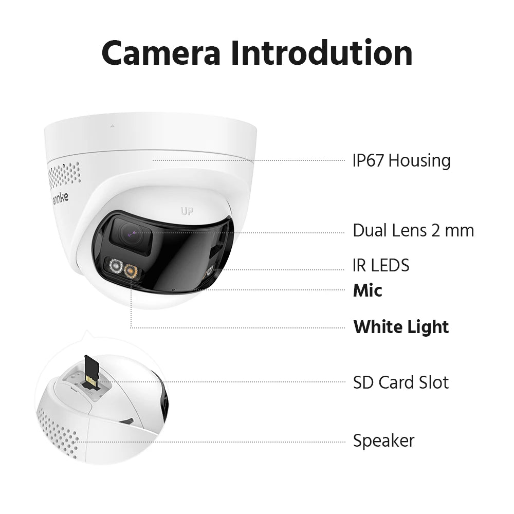 Annke 6MP Dual Lens Turret With Panoramic Color Nightvision Security