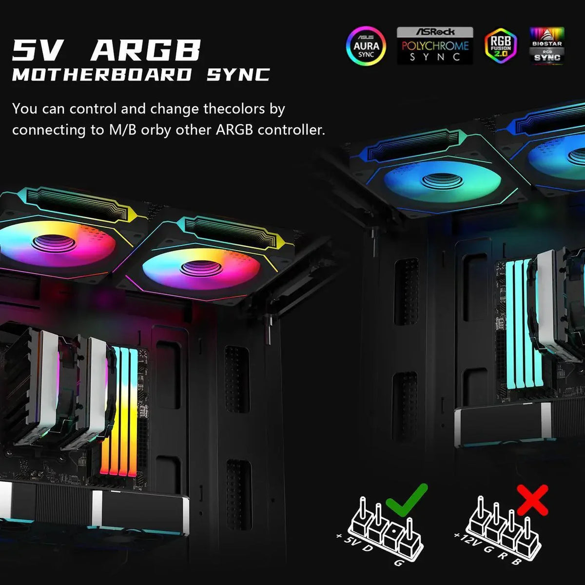 Rgb Pwm Case Fan With Hub And Remote Computer Cooling
