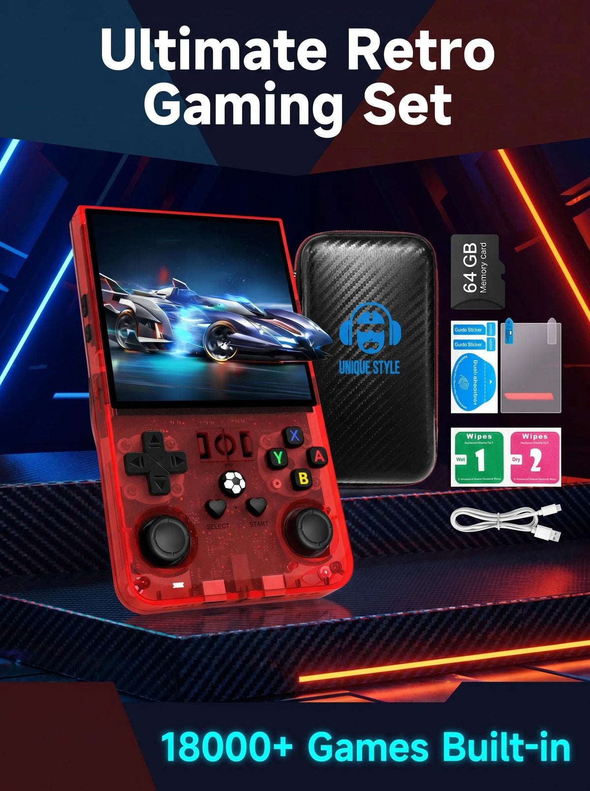 AISLPC R36MAX Retro Handheld Video Game Console 4.0 Inch IPS Screen Portable Pocket Video Player Plug and Play Games Kids Gifts