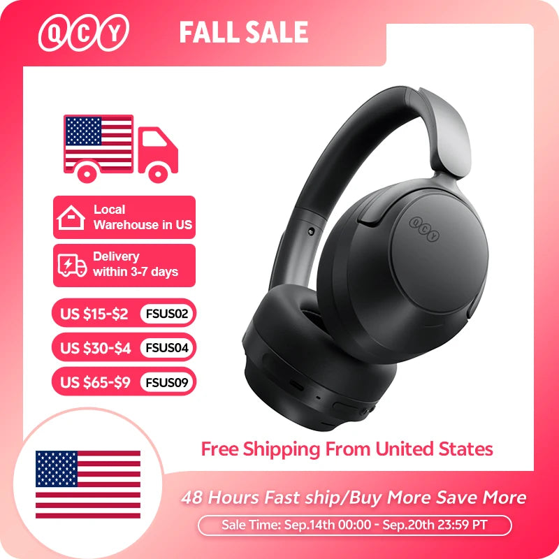 QCY H3S Over Ear Headphone Hi-Res LDAC Spatial Sound Headset H3S -56dB Adaptive ANC Wireless Earphone Bluetooth 6.0 102Hrs