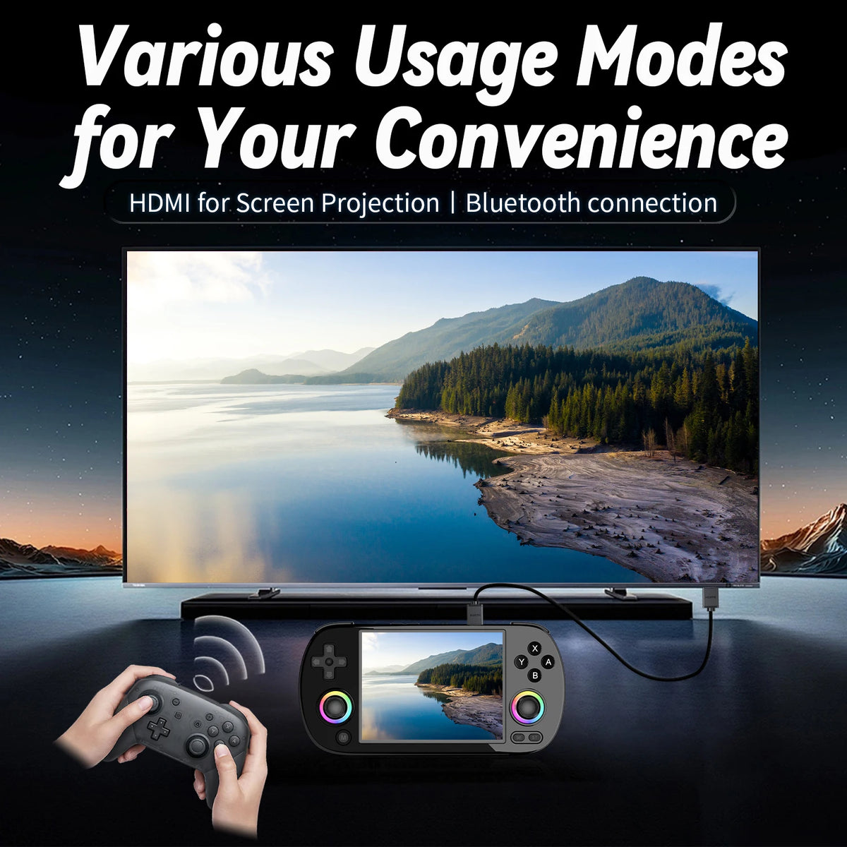Anbernic RG40XX H Retro Handheld Game Console 4.0'' IPS Screen Linux 64-bit RGB Joystick RG40XXH Portable Gaming Player Streaming HDMI connection to TV