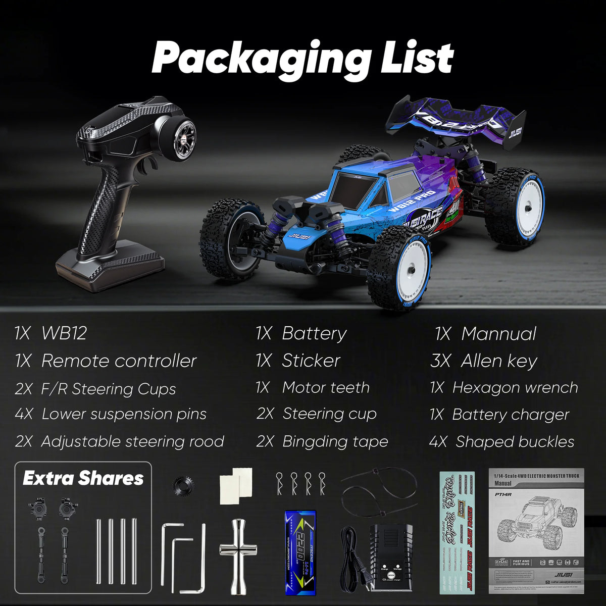 Jiusi Wb12 Pro 4WD Off Road Brushless Remote RC Truck