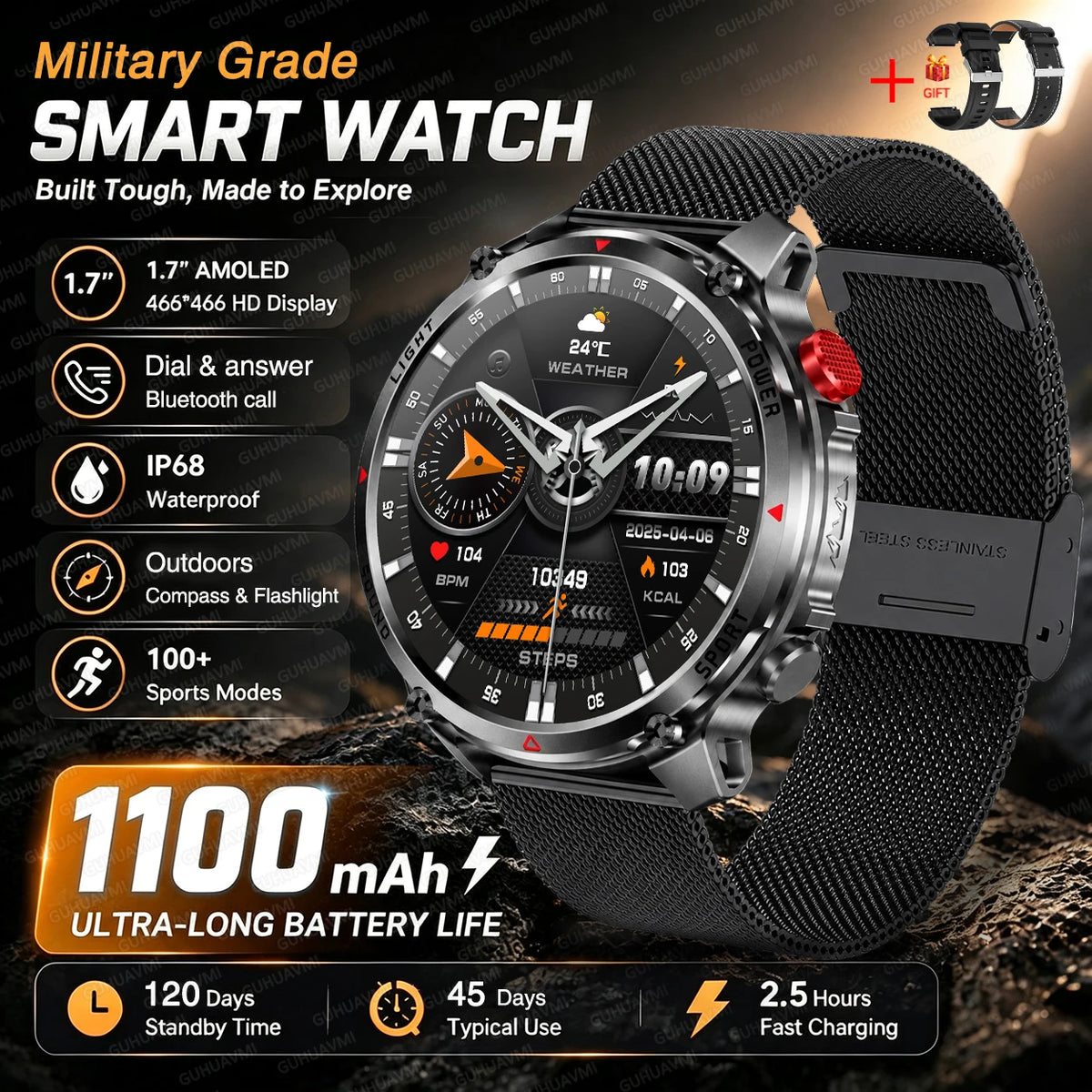 GPS Smart Watch IP68 Waterproof Bluetooth Calling Sports Tracker