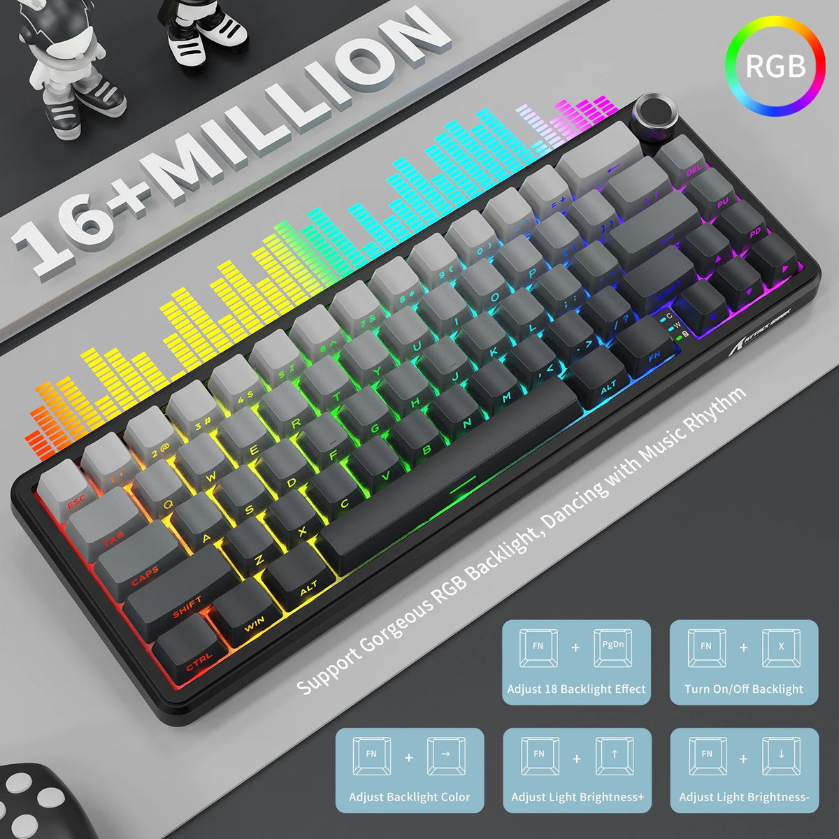Attack Shark X66 Wireless Tri Mode RGB Gaming Mechanical Keyboard