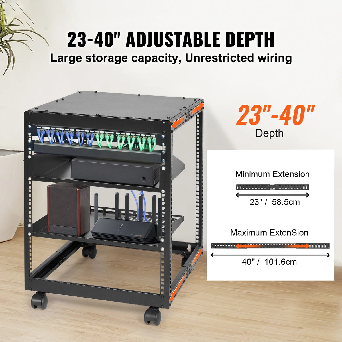 Adjustable Depth Open Frame Server Rack For Data Center Use