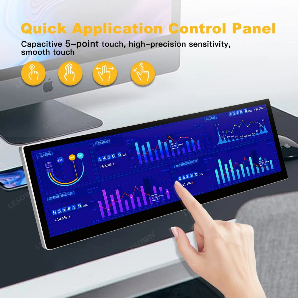 LESOWN 2.5K Touchscreen Laptop Screen Extender With Built In Speakers