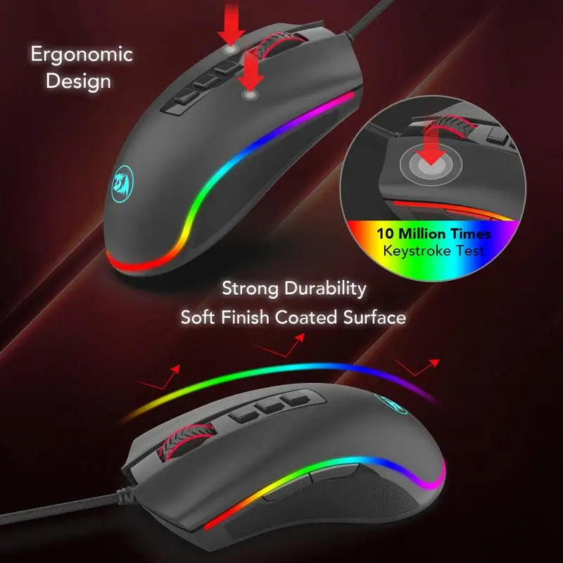Redragon M711 Wired Gaming Mouse Featuring Programmable RGB Lighting