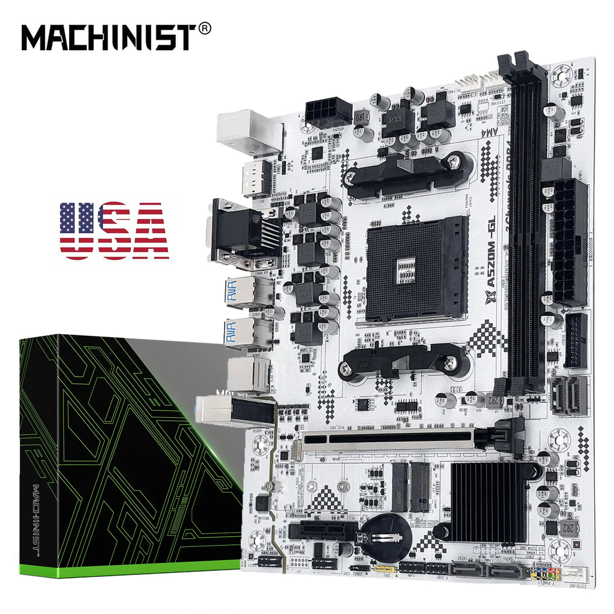 New MACHINIST A520M-GL AM4 Motherboard Micro ATX AMD A520 DDR4 M.2 USB3.2 STAT 3.0 SSD/64G Support R3-R5 Desktop CPU Socket