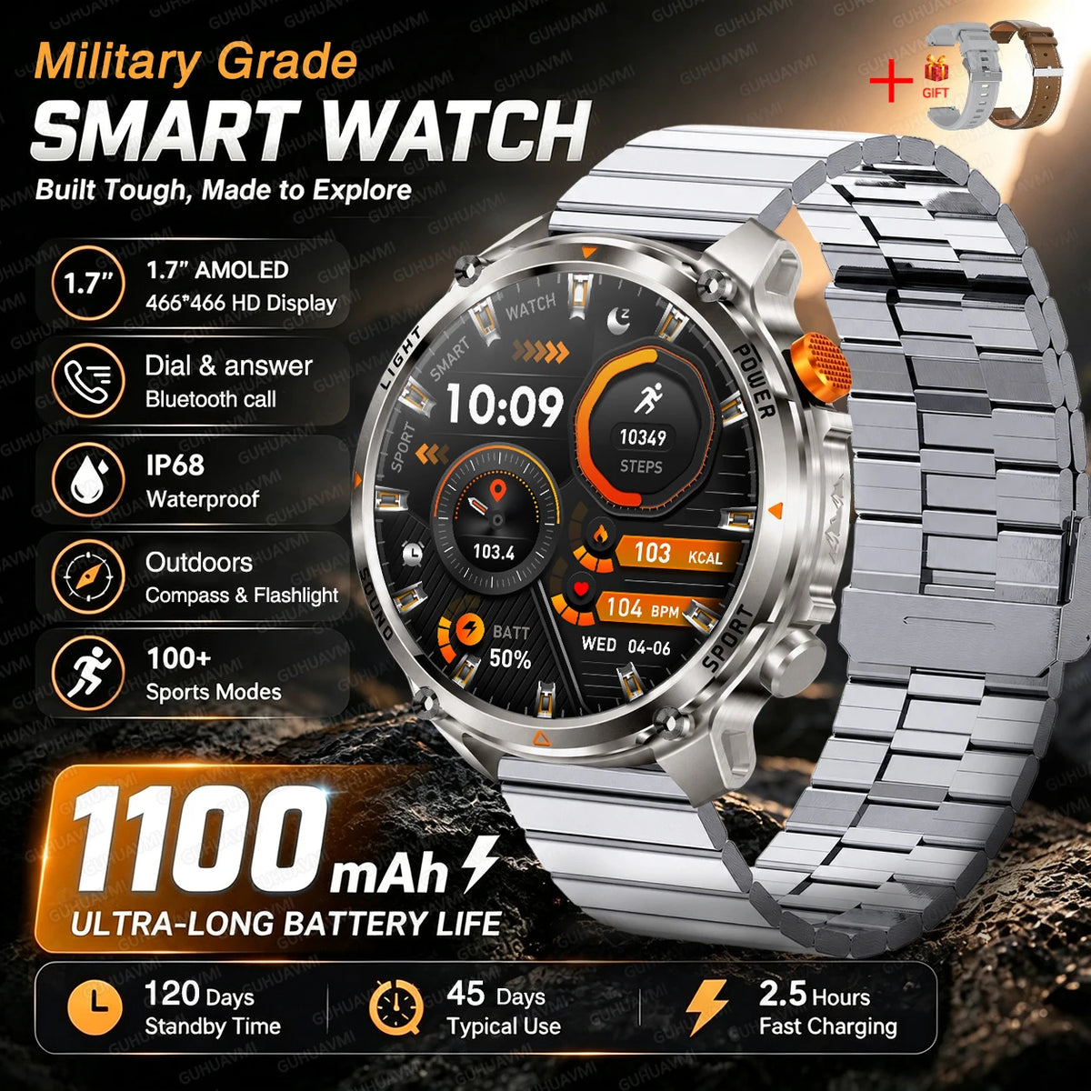 GPS Smart Watch IP68 Waterproof Bluetooth Calling Sports Tracker