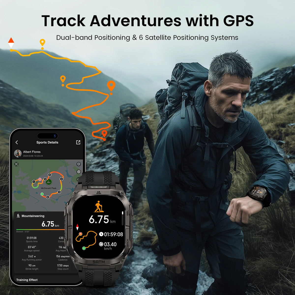 KOSPET TANK M4C GPS Smartwatch Featuring Rugged Design And Health Tracking