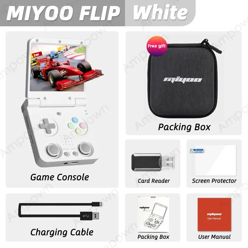 MIYOOFLIPV2 Foldable Pocket Retro Game Console 3.5"IPS Screen Linux System Video Game Consoles Free Case Gamer Gift Retro Gaming