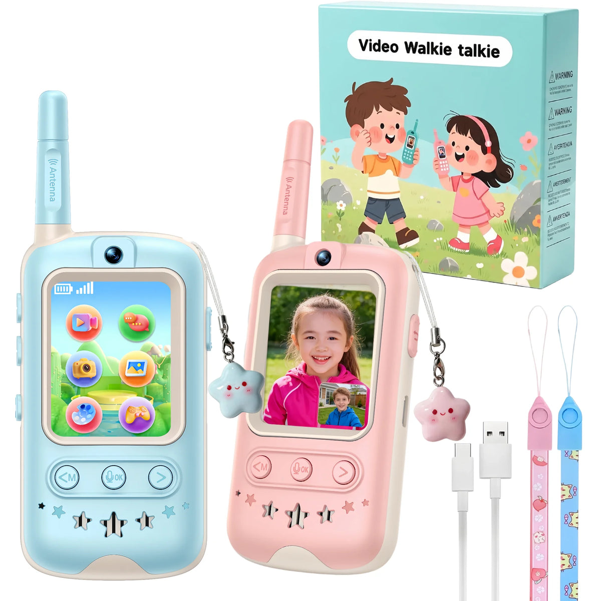 HD Video Walkie Talkies 2 Pack Rechargeable Kids Gift Set