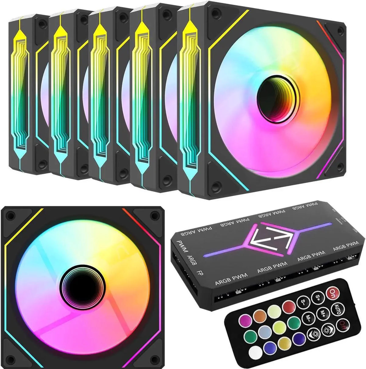 Rgb Pwm Case Fan With Hub And Remote Computer Cooling