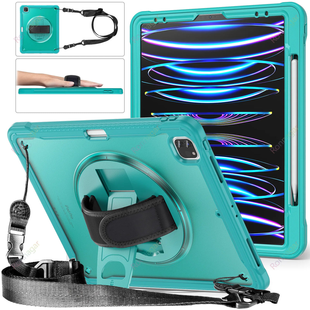 YANFU Heavy Duty Shockproof Rotating Protective Case For iPad