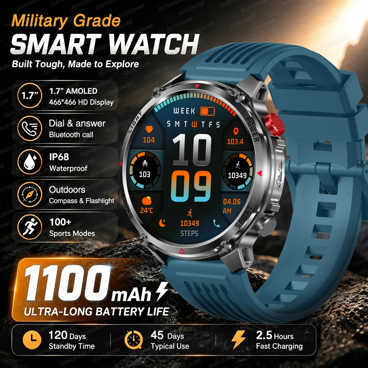 GPS Smart Watch IP68 Waterproof Bluetooth Calling Sports Tracker
