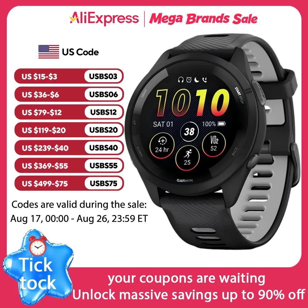 Garmin Forerunner 265 GPS Smartwatch With Heart Rate Monitoring