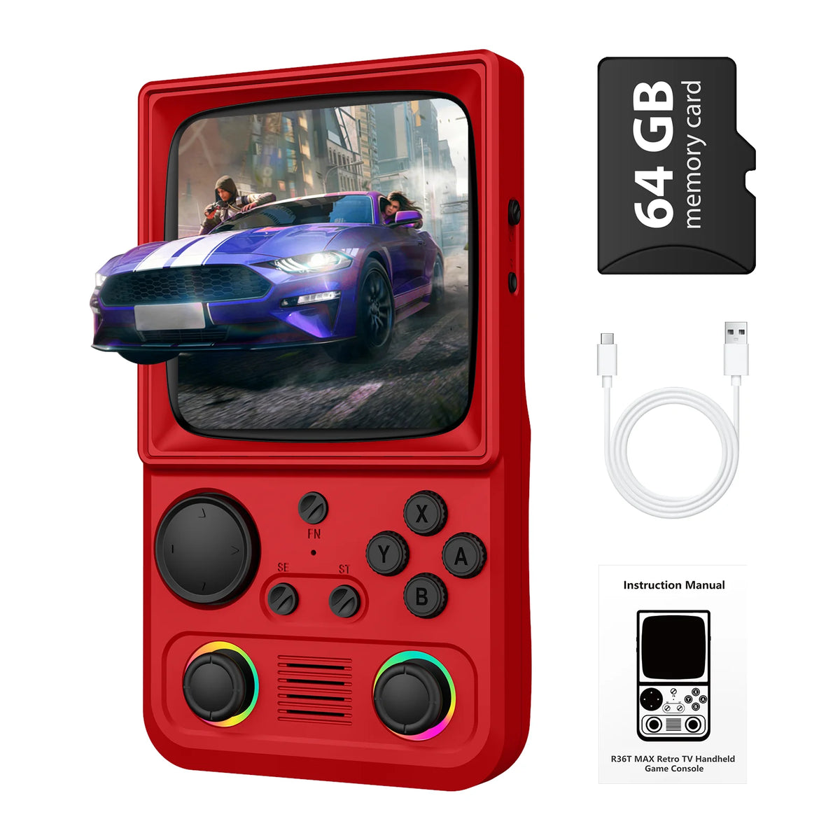 AiSLPC R40 Handheld Game Console EmuEMEC System Supports WiFi 4.0-Inch IPS Screen Portable Video Player Plug and play kids gift