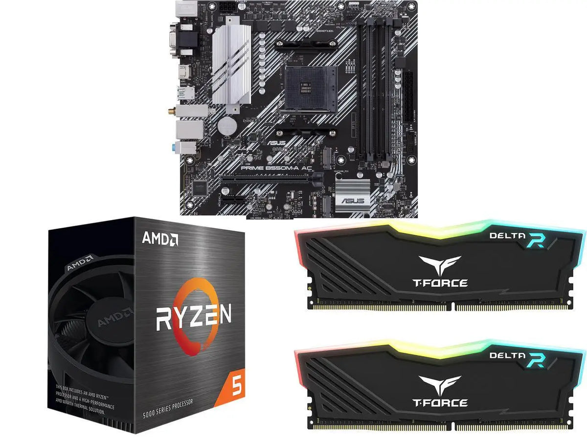 Motherboard CPU Memory Combo -  ASUS PRIME B550M-A AC Bundle with  AMD Ryzen 5 5500  and Team Group TF3D416G3200HC16FDC01