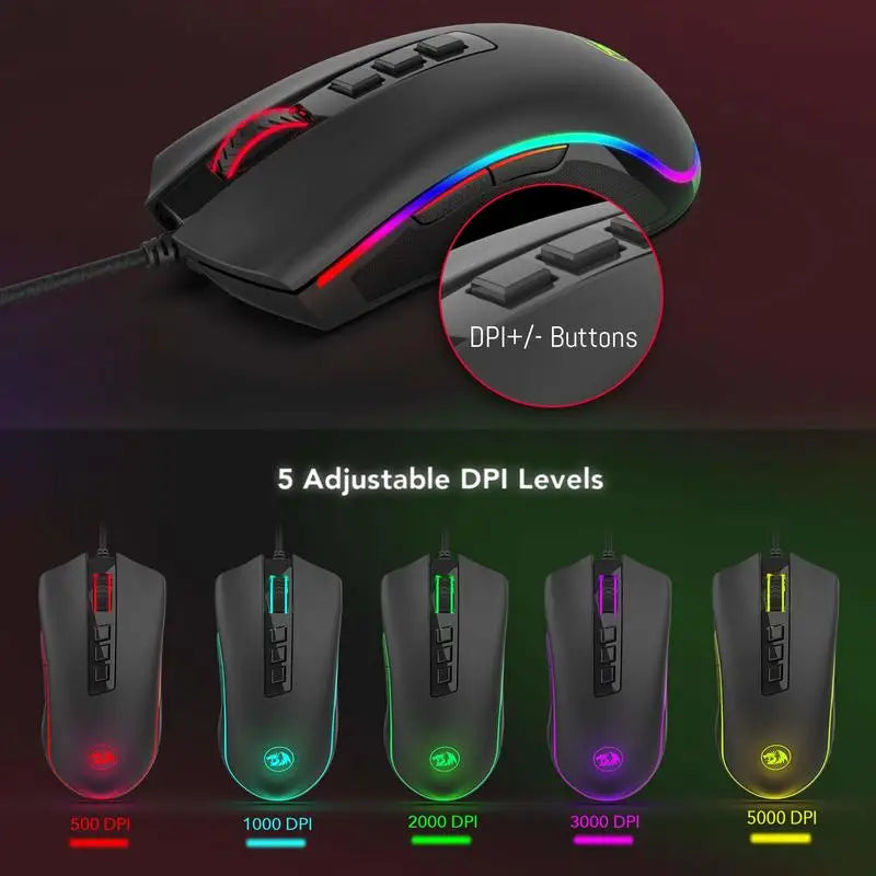 Redragon M711 Wired Gaming Mouse Featuring Programmable RGB Lighting