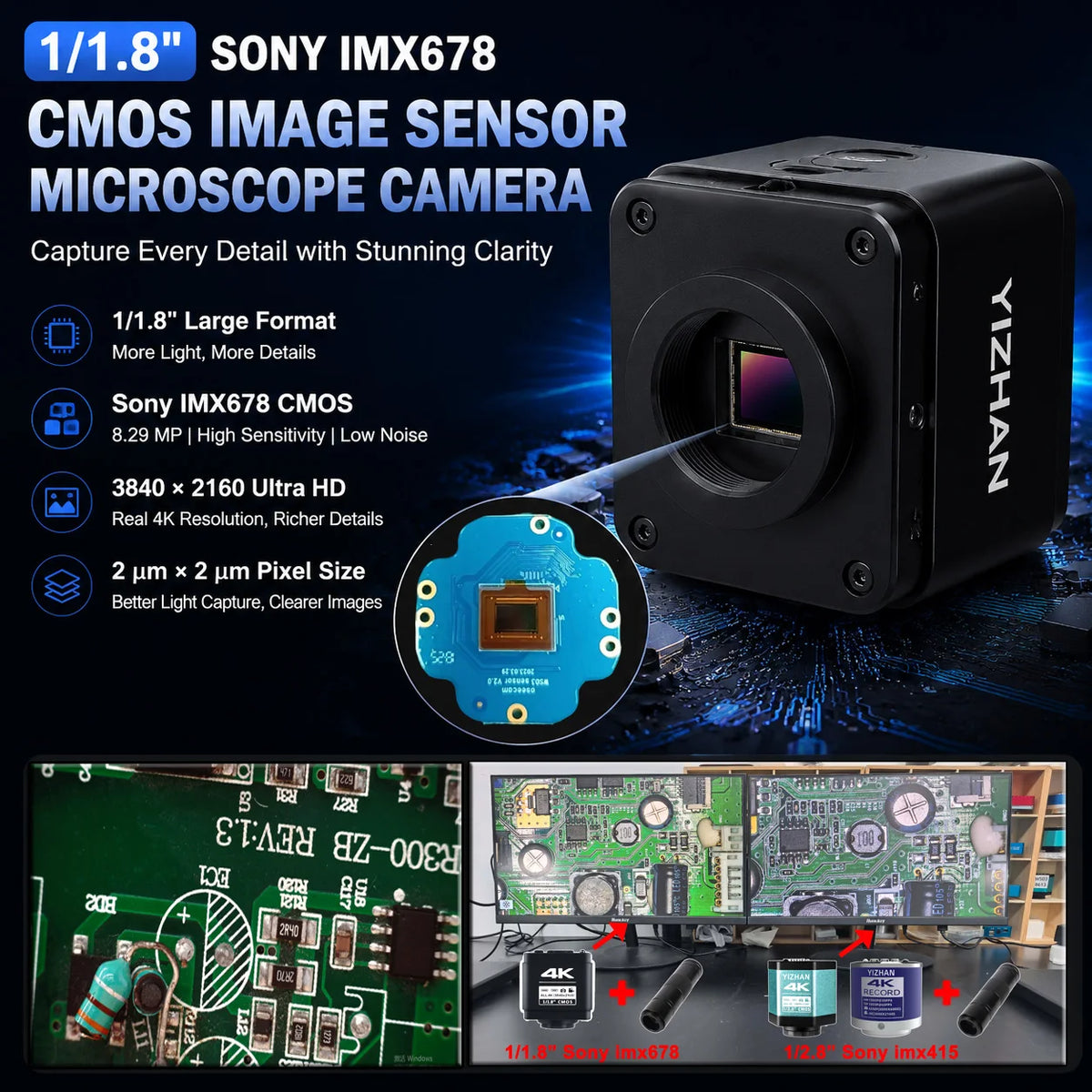 Nice Power 4K UHD Industrial Digital Microscope Camera for Soldering