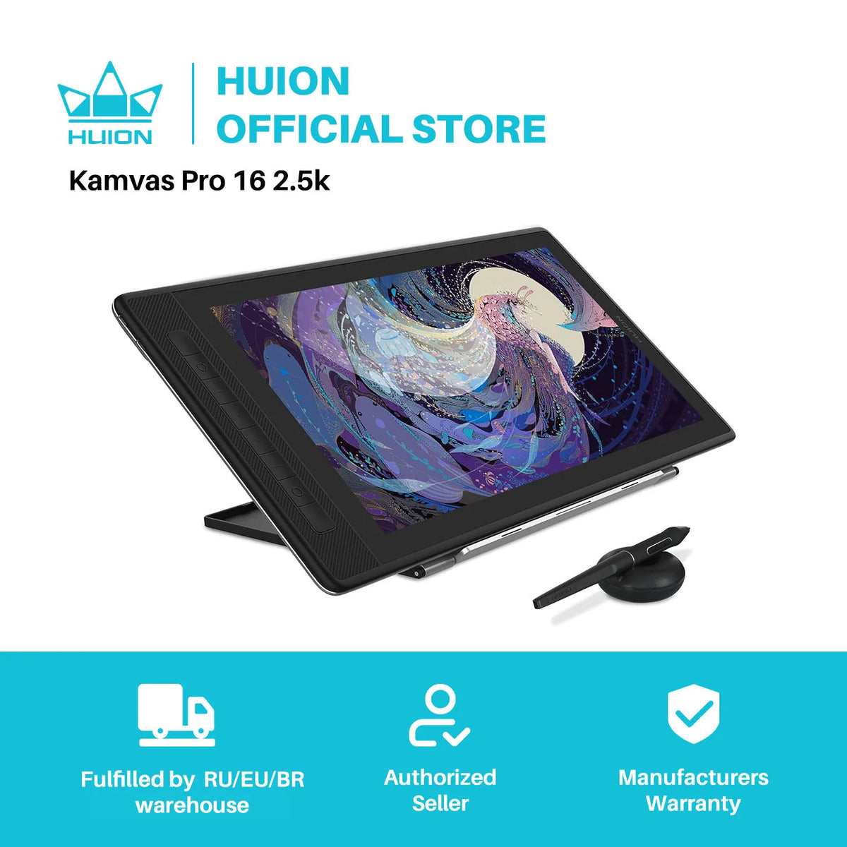 HUION Kamvas Pro 2.5K QHD Full Laminated Drawing Tablet