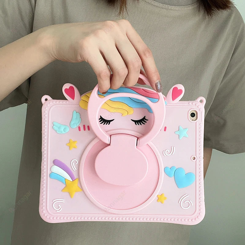 YANFU Cute Rainbow Bear Shockproof Protective Case For Apple iPad