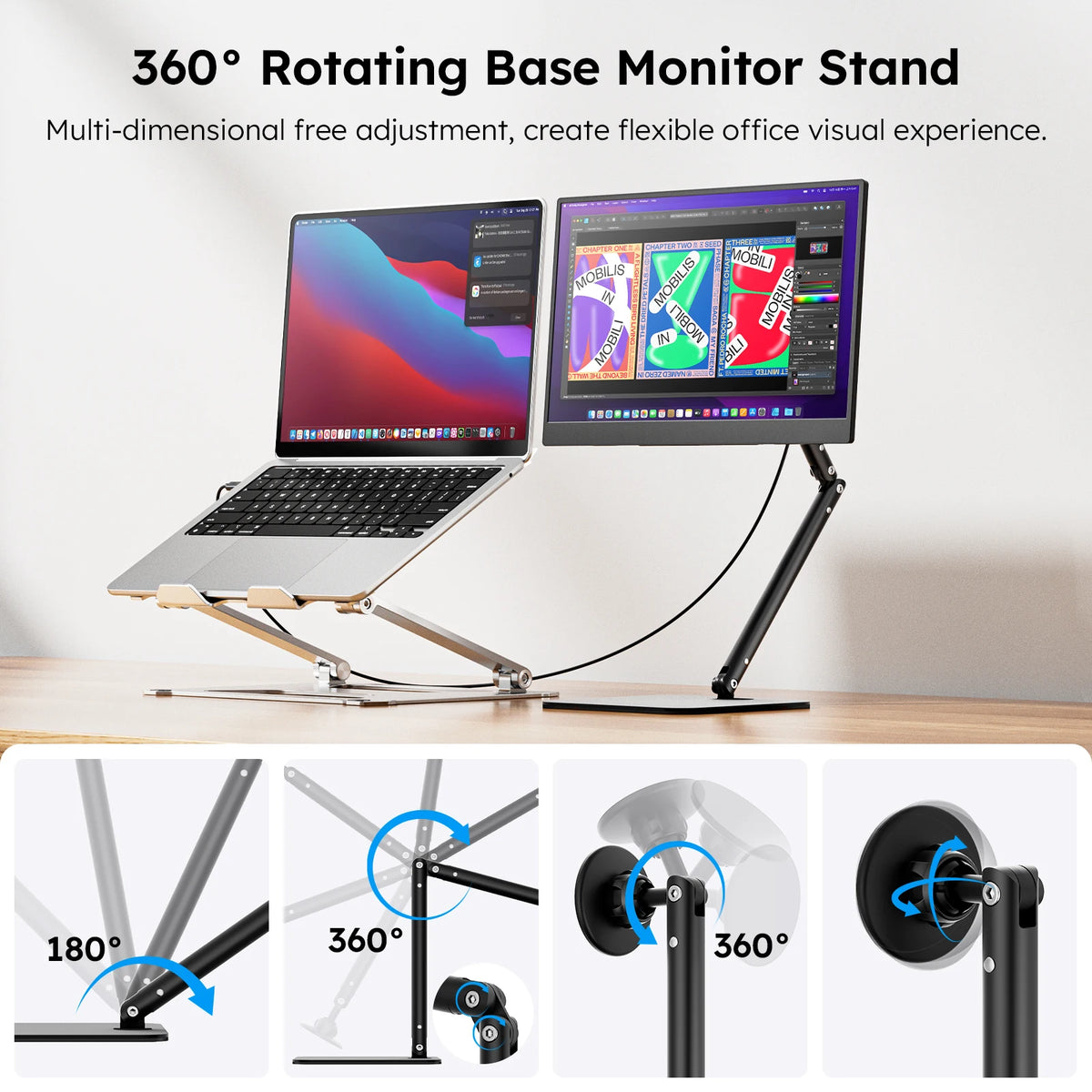 Dopesplay Portable FHD IPS Monitor With Foldable Stand For Laptop