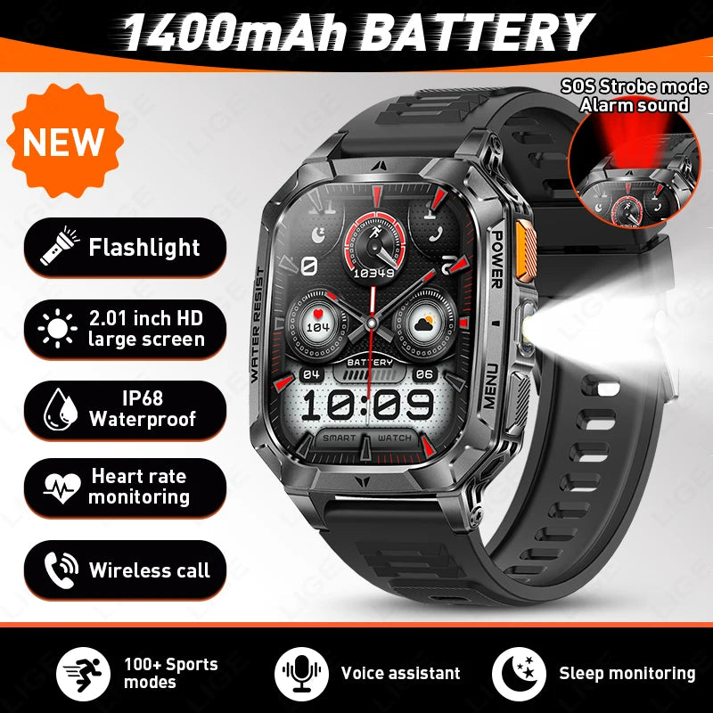 LIGE Men Smartwatch Featuring HD Screen Bluetooth Health And Activity