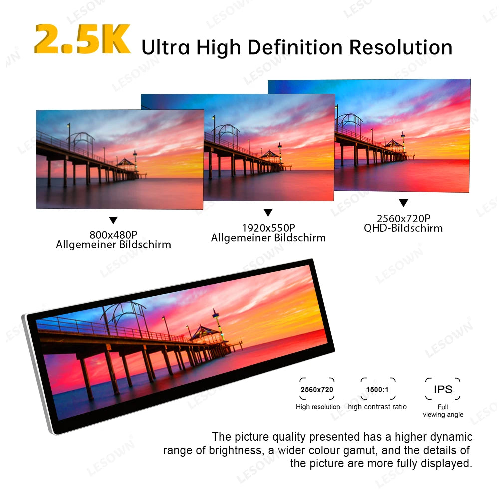 LESOWN 2.5K Touchscreen Laptop Screen Extender With Built In Speakers