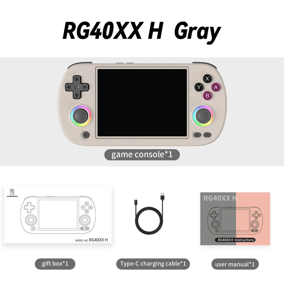Anbernic RG40XX H Retro Handheld Game Console 4.0'' IPS Screen Linux 64-bit RGB Joystick RG40XXH Portable Gaming Player Streaming HDMI connection to TV