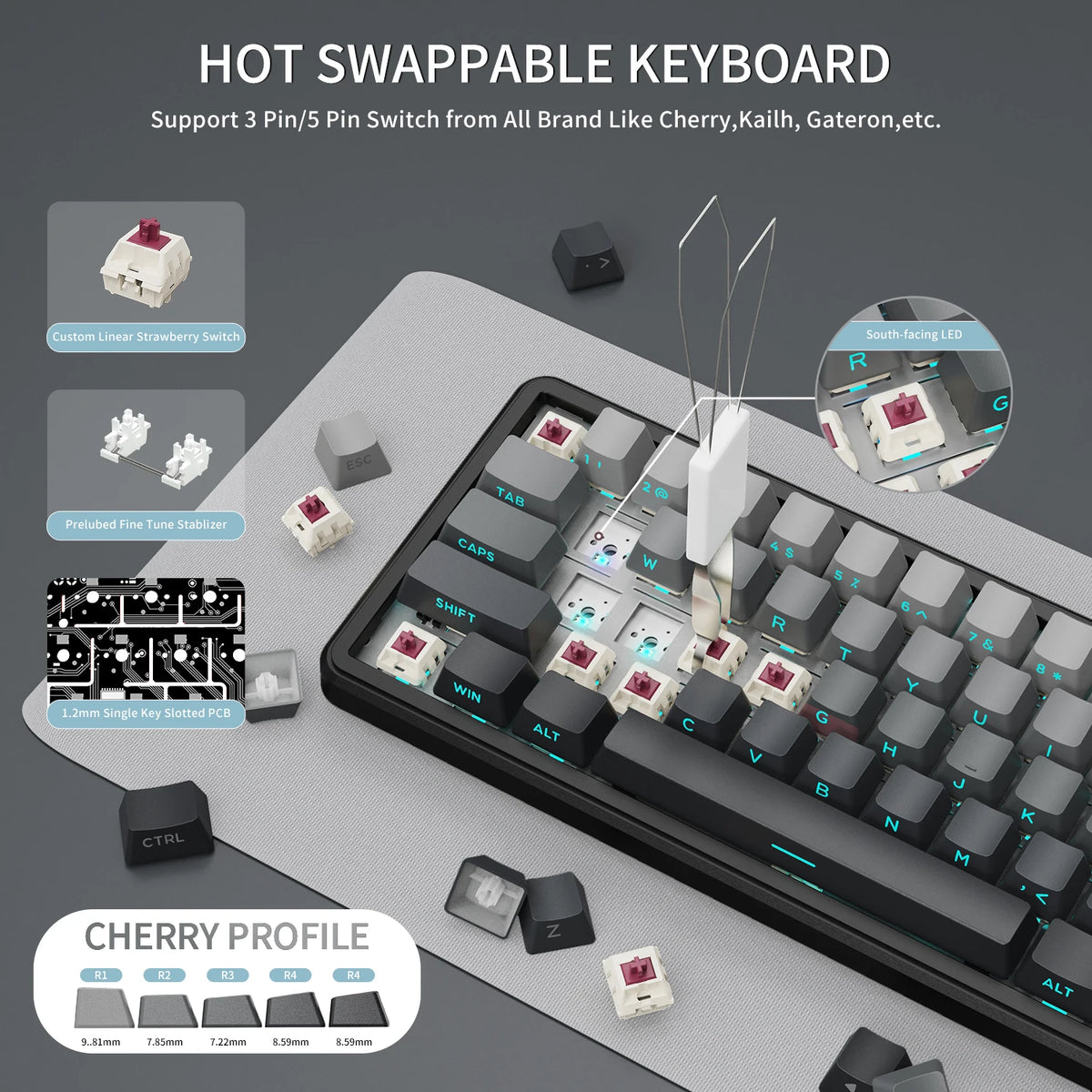 Attack Shark X66 Wireless Tri Mode RGB Gaming Mechanical Keyboard