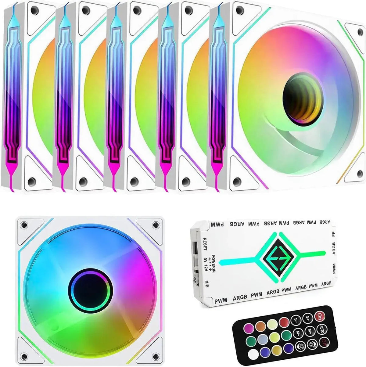 Rgb Pwm Case Fan With Hub And Remote Computer Cooling