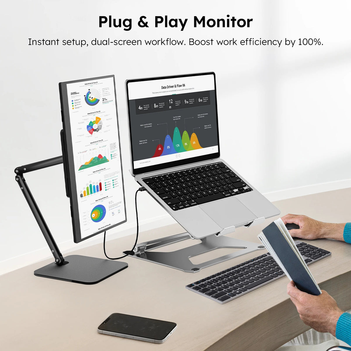 Dopesplay Portable FHD IPS Monitor With Foldable Stand For Laptop