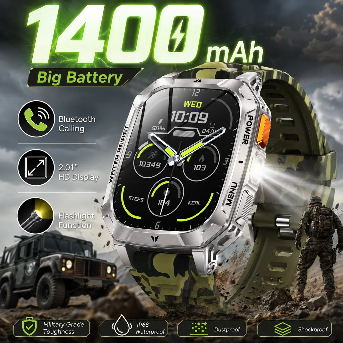 LIGE Men Smartwatch Featuring HD Screen Bluetooth Health And Activity