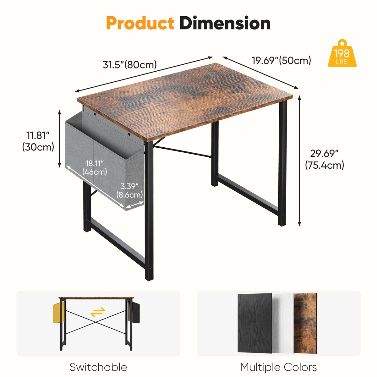 JHK Adjustable Computer Desk With Practical Storage Shelf