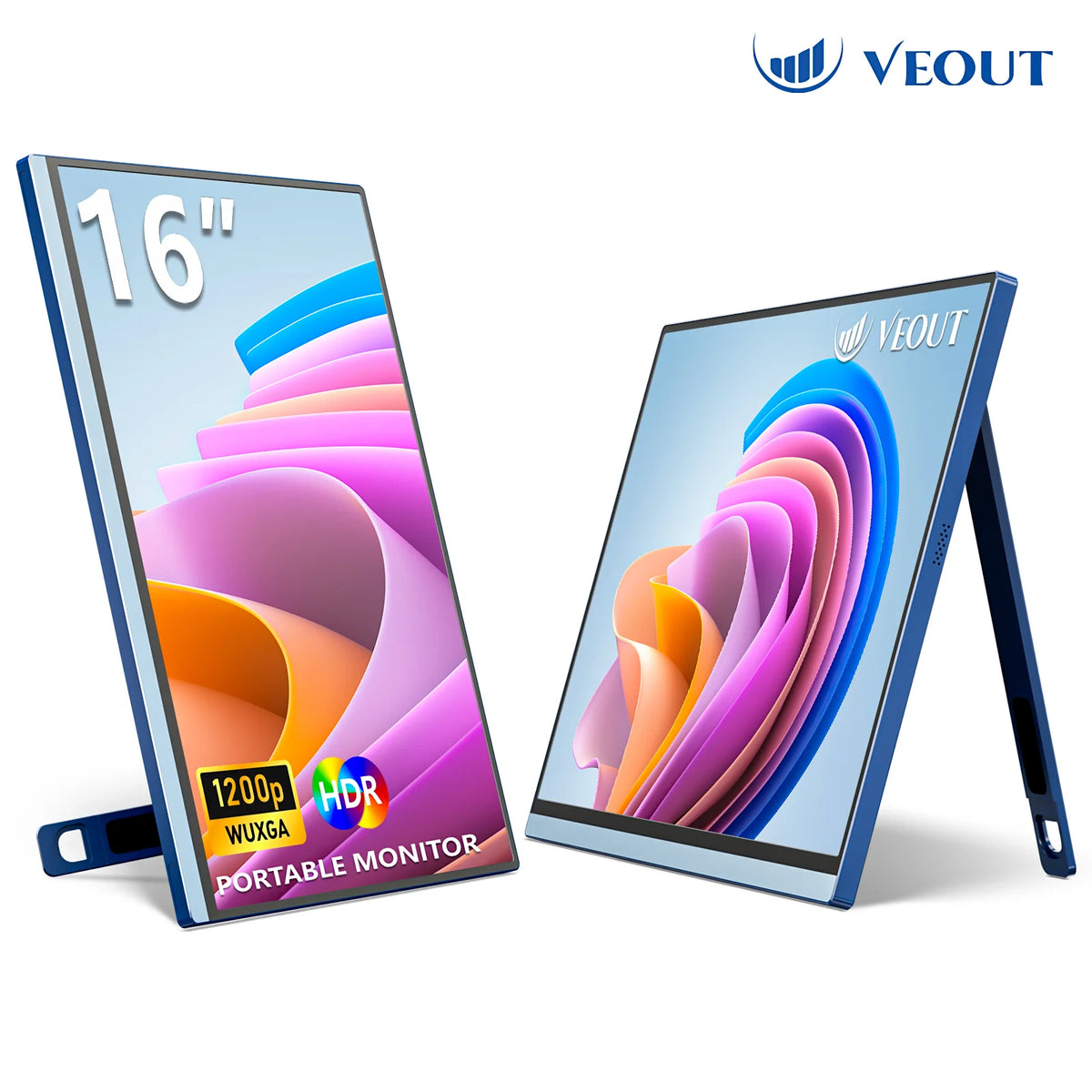 VEOUT Gift 16 60HZ inch Gaming Portable Monitor for Laptop,16:10 1200P Display LCD FHD External Second Computer Screen for Phone