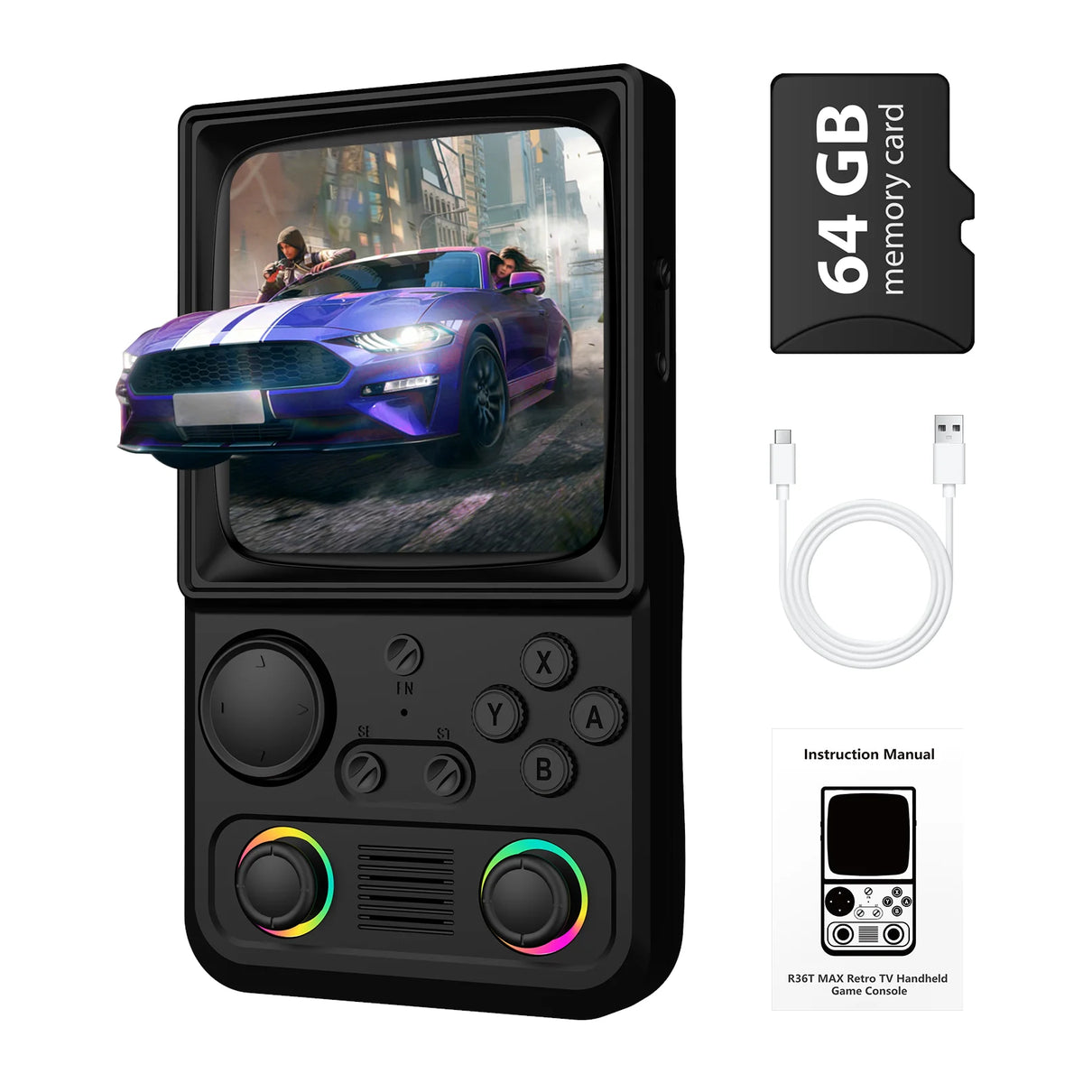 AiSLPC R40 Handheld Game Console EmuEMEC System Supports WiFi 4.0-Inch IPS Screen Portable Video Player Plug and play kids gift